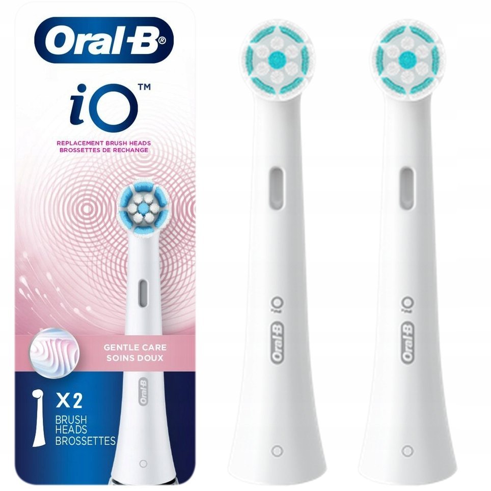Końcówki do szczoteczki ORAL-B iO, 2 szt. – White Gentle Care białe dla wrażliwych dziąseł kompatybilne iO wymienne główki magnetyczne szczoteczka e..