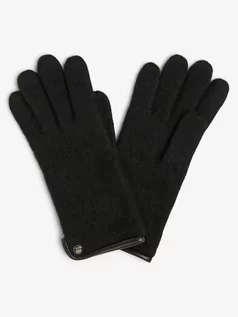 Rękawiczki - ROECKL - Rękawiczki damskie z dodatkiem skóry, czarny - grafika 1