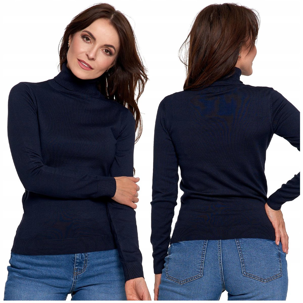 GOLF DAMSKI SWETER Cienki Gładki Bluzka Damska Elegancka Basic r. XL