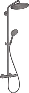 hansgrohe Croma Select S Showerpipe 280 system prysznicowy oszczędzający wodę (głowica prysznicowa, drążek prysznicowy, termostat, wąż, 3 rodzaje strumienia) szczotkowany czarny chrom - Słuchawki prysznicowe - miniaturka - grafika 1