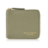 Portfele - Portfel damski skórzany mały zielony poziomy z ochroną RFID KV-04-GR - miniaturka - grafika 1