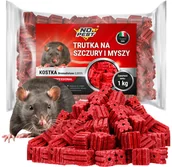 Zwalczanie i odstraszanie szkodników - Trutka Trucizna Środek na Myszy Szczury Gryzonie 1kg Czerwona Kostka Bromadiolone Przeciw Myszom Szczurom - miniaturka - grafika 1