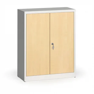 ALFA 3 Szafy spawane z laminowanymi drzwiami, 1150 x 920 x 400 mm, RAL 7035/brzoza 1261174 - Szafy biurowe - miniaturka - grafika 1