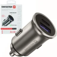 Ładowarki samochodowe - SWISSTEN Ładowarka samochodowa 1xUSB 1xUSB-C 2,4A 36W - miniaturka - grafika 1