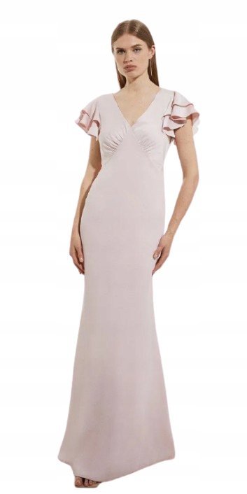 KAREN MILLEN SUKIENKA KRÓTKI RĘKAW PUDROWY RÓŻ DLA NISKICH 38 B1C