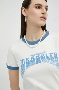 Koszulki sportowe damskie - Wrangler t-shirt bawełniany kolor biały - grafika 1