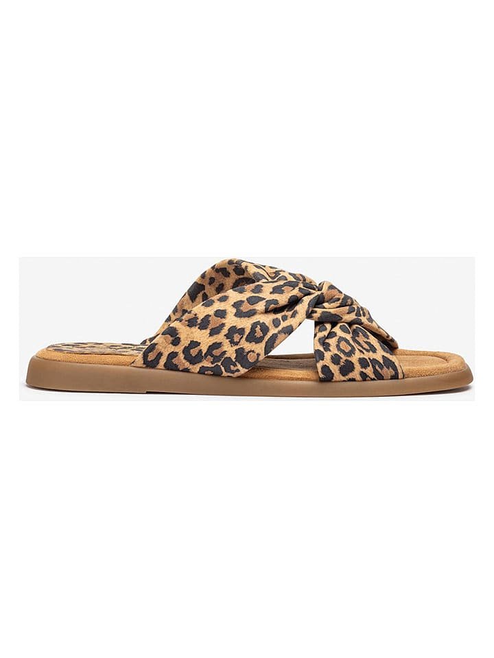 Unisa Skórzane klapki w kolorze brązowym