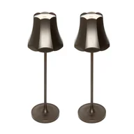 Lampy stojące - QAZQA Zestaw 2 lamp stołowych retro ciemny brąz akumulatorowe IP44 - Granny - miniaturka - grafika 1