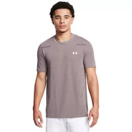Koszulki sportowe męskie - Męska koszulka treningowa Under Armour Vanish Seamless Grid SS - beżowa - UNDER ARMOUR - miniaturka - grafika 1