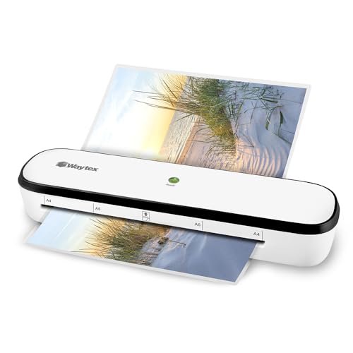 WAYTEX 78207 Laminator A4, laminowanie na gorąco i zimno, czas nagrzewania 3 minuty, do kieszeni do 125 mikronów A4, A5, A6, specjalna oszczędność energii, białe