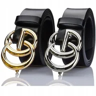 Paski - Pasek Damski Gracio ZŁOTA SREBRNA Klamra SKÓRZANY - miniaturka - grafika 1