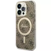 Etui i futerały do telefonów - Guess GUHMP14LH4STW do Apple iPhone 14 Pro 6.1" brązowy/brown hardcase 4G MagSafe - miniaturka - grafika 1