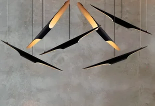 Czarna lampa wisząca podłużna Black Tube - złote wnętrze do salonu - Lampy sufitowe - miniaturka - grafika 1