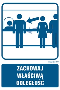 RB022 ZACHOWAJ WŁAŚCIWĄ ODLEGŁOŚĆ, PN - PŁYTA PCV 1MM; (250X375MM) - Systemy ekspozycyjne i znaki informacyjne - miniaturka - grafika 1