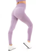 Legginsy - M17 Damskie legginsy sportowe lekkoatletyka joga marl żeber bezszwowe elastyczne spodnie z wysokim stanem, Fioletowy, M - miniaturka - grafika 1