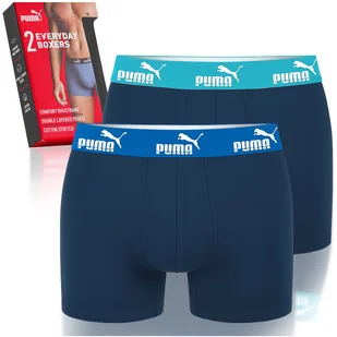 PUMA Bokserki Męskie 2 Sztuki Bawełna Granatowe Blue Navy Logo Rozmiar M - Majtki męskie - miniaturka - grafika 1