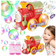 Bańki mydlane - Lokomotywa Do Robienia Baniek Mydlanych Płyn Wesołe Melodie Światła Uchwyt - miniaturka - grafika 1