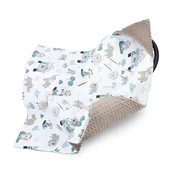 Rożki i beciki - Kocyk do owijania do nosidełka lub wózka 90x90 cm - uniwersalny zimowy kocyk niemowlęcy do fotelika bawełna minky Afryka Jasnobrązowy - miniaturka - grafika 1