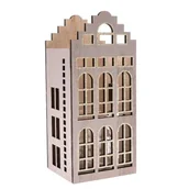 Świeczniki - Drewniany świecznik lampion świeca szary na święta - miniaturka - grafika 1