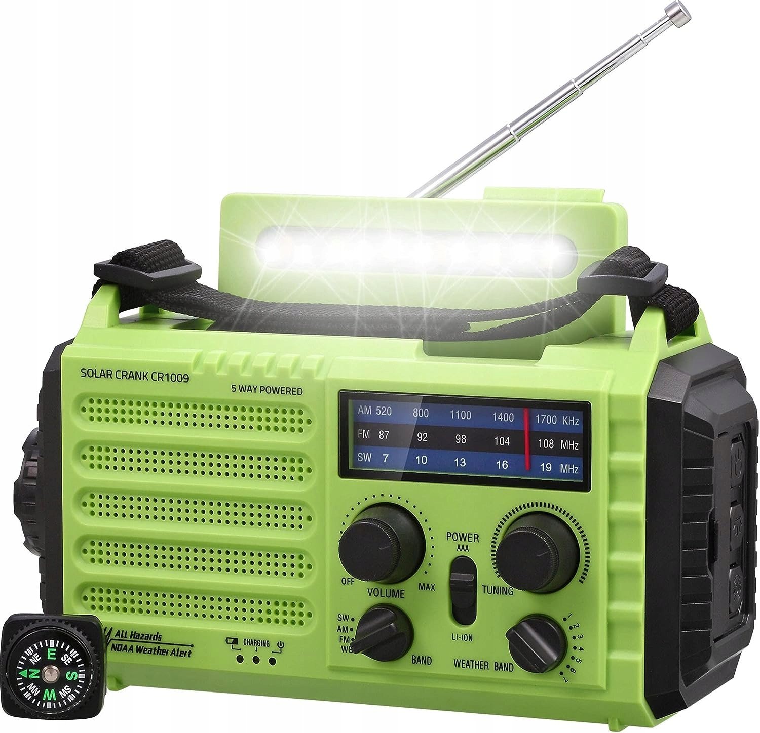 Radio Solarne Sieciowi-Bateryjne Am Fm 4000mAh Powerbank Latarka Led Dynamo