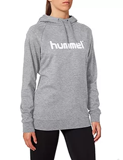Bluzy damskie - Hummel Hmlgo Cotton bluza damska z kapturem z logo, szary, XS - grafika 1