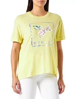Koszulki i topy damskie - Replay Koszulka damska, 712 żółty cytrun, XXS - grafika 1
