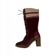 Kozaki damskie - Kozaki damskie bordowe CA 38,5 - miniaturka - grafika 1