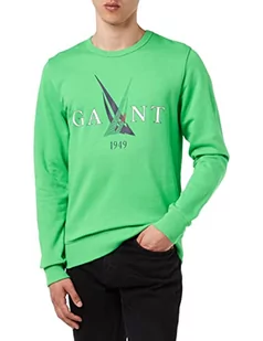 GANT Męska bluza Sail C-Neck, MID Green, standardowa, Mid Green, S - Bluzy męskie - miniaturka - grafika 1