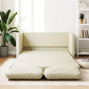 vidaXL Sofa podłogowa 2-w-1, kremowa, 112x174x55 cm, sztuczna skóra - Sofy i kanapy - miniaturka - grafika 1