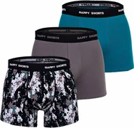 Majtki męskie - Bokserki męskie Happy Shorts, 3 sztuki - Retro Jersey, Logobund Camouflage Blau/Grau 2XL - miniaturka - grafika 1