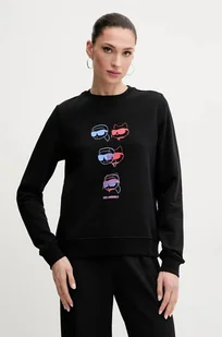 Karl Lagerfeld bluza bawełniana damska kolor czarny z nadrukiem A2W20076 - Bluzy damskie - miniaturka - grafika 1