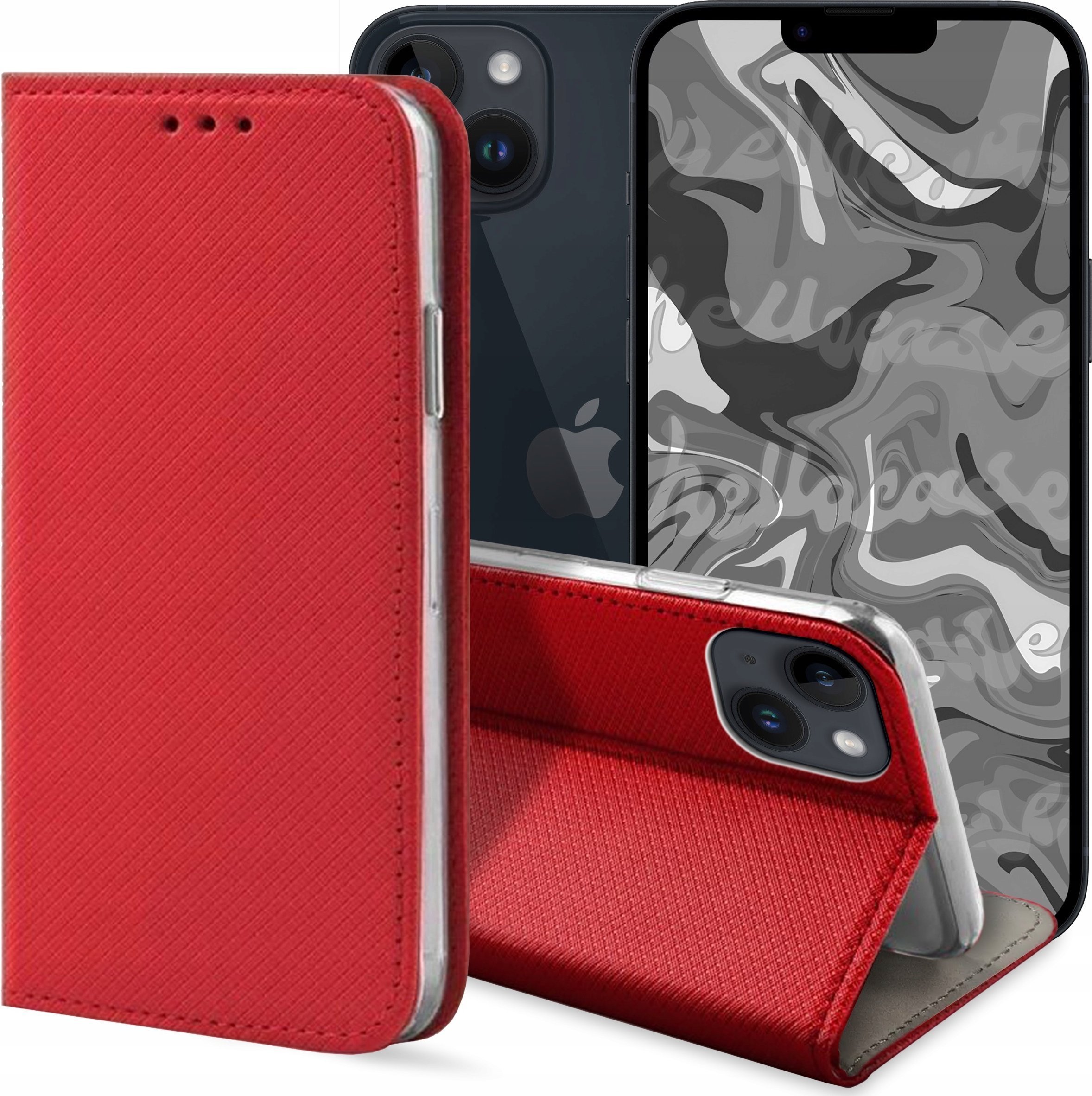 Hello Case ETUI Z KLAPKĄ DO Apple iPhone 14 Plus CZERWONE ZAMYKANE MAGNETYCZNE