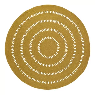 Musztardowy ręcznie wykonany dywan z wełny i bawełny Nattiot Bibek, ø 110 cm - Dywany - miniaturka - grafika 1