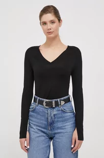 Calvin Klein sweter wełniany damski kolor czarny lekki - Swetry damskie - miniaturka - grafika 1