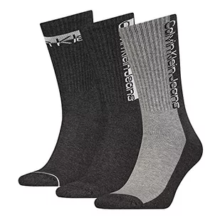 Calvin Klein Męskie skarpety Crew Sock Calvin Klein Jeans Athleisure Men's Crew Socks 3-pak, ciemnoszary melanż, rozmiar uniwersalny - Skarpetki męskie - miniaturka - grafika 1