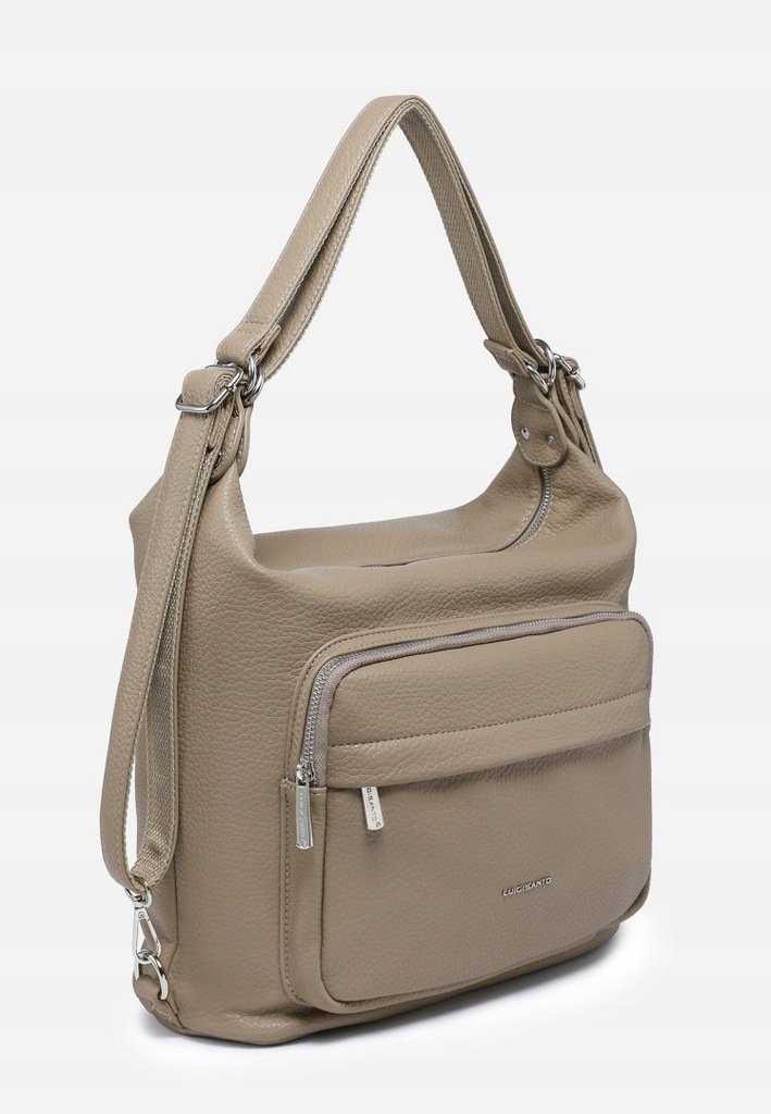 Praktyczna Torebka Damska Ciemny Beż Plecak 2w1 Na Ramię LUIGISANTO