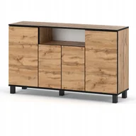 Komody - Duża Komoda Styl Skandynawski Dąb Wotan 140 CM z 9 Półkami Szafka Rtv Salon - miniaturka - grafika 1