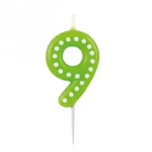 Amscan Świeczka cyferka 9 kropki i paski - Urodziny dla dorosłych - miniaturka - grafika 1