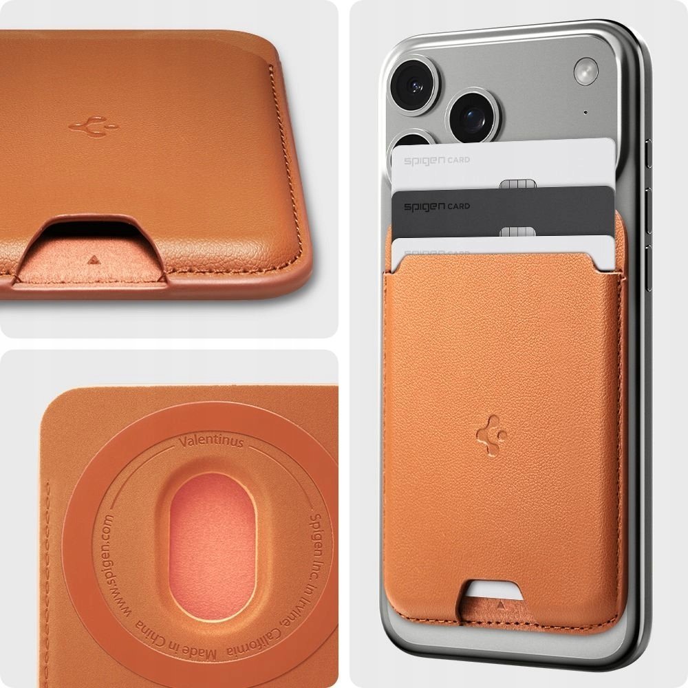 Spigen Magnetyczny portfel Spigen Valentinus MagSafe pomarańczowy