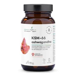 AURA HERBALS Ashwagandha, KSM-66 korzeń 450mg, 60kaps. - Układ nerwowy - miniaturka - grafika 1