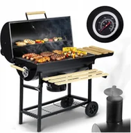 Grille - Berdsen Grill węglowy ogrodowy beczka z kominem półki + termomentr + popielnik BD-895 czarny - miniaturka - grafika 1