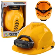 Zabawy w naśladowanie dorosłych - Kask Budowlany Dla Dzieci Z Latarką Czołową Opaska Pod Brodę Żółty LEAN Toys - miniaturka - grafika 1