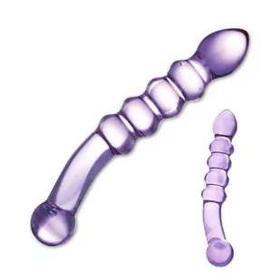 Glas Cottelli Collection Party Purple Rain Ribbed Glass Dildo GL010A - Sztuczne penisy - miniaturka - grafika 1