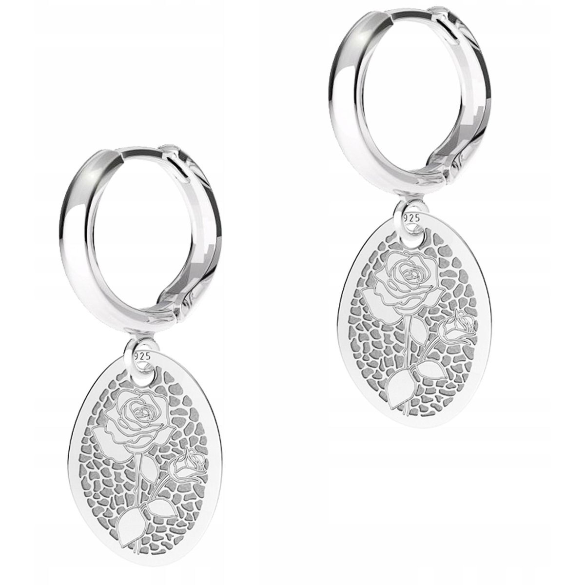 Kolczyki Srebrne Blaszki z Różami Kwiaty Róże Kwiat Róża SREBRO 925