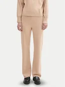 Spodnie damskie - Tom Tailor Denim Spodnie dzianinowe 1043355 Beżowy Straight Fit - miniaturka - grafika 1