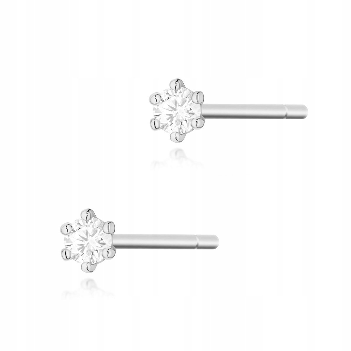 Złote kolczyki 585 z diamentami 2x0,04ct białe złoto modny wzór na prezent