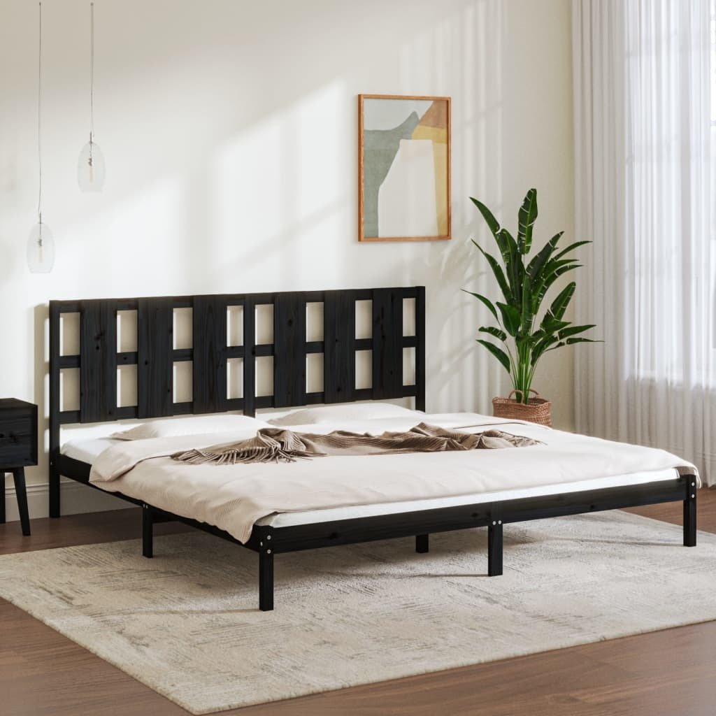 Łóżko z litego drewna sosna czarna 200x200 cm