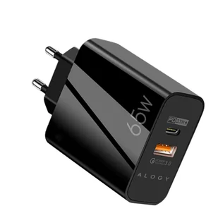 Ładowarka sieciowa szybka Alogy Quick Charge QC 3.0 USB-A + USB-C PD 65W czarna - Ładowarki do telefonów - miniaturka - grafika 5