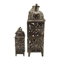 Świeczniki - Rebecca Mobili 2 złote świeczniki, duży zestaw lampionów etnicznych, metal, do sali ogrodowej - miniaturka - grafika 1