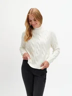 Swetry damskie - Sweter z warkoczowym splotem - miniaturka - grafika 1